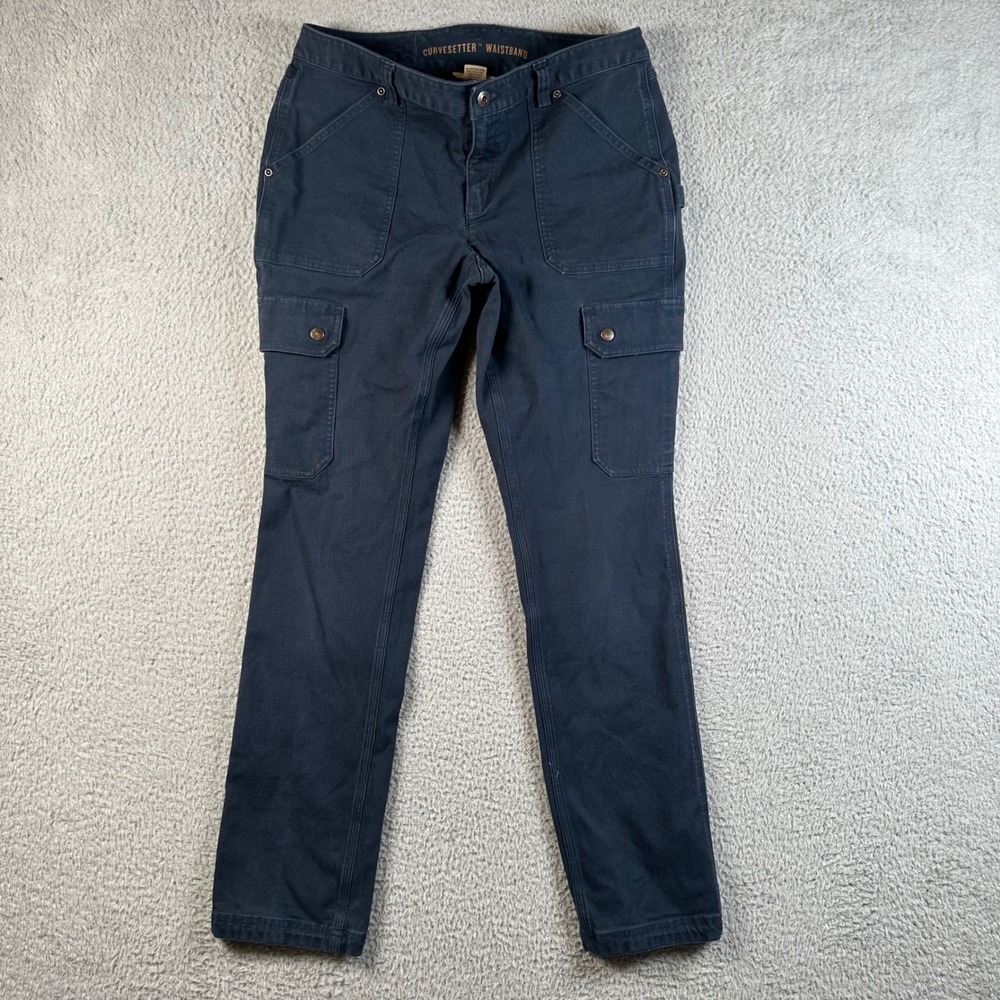 Duluth Trading Co Curvesetter Navy Blue Cargo Utility Pants Women 10x33 Workwear